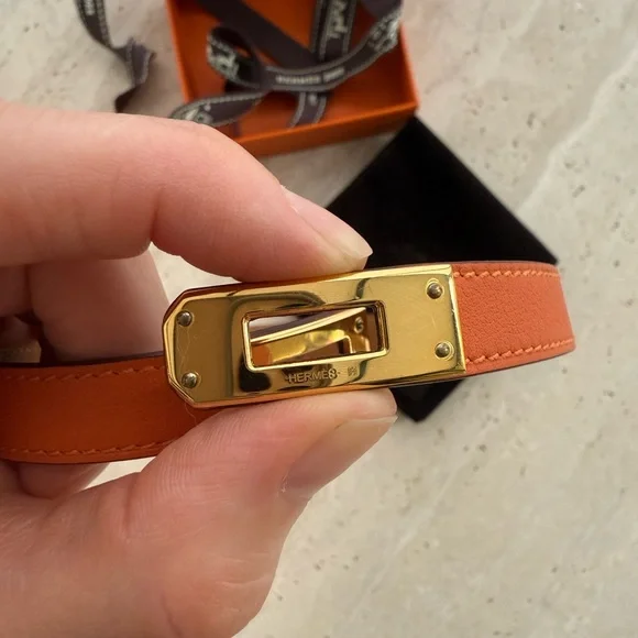 Hermes Kelly Double Tour Orange Gold **like new**